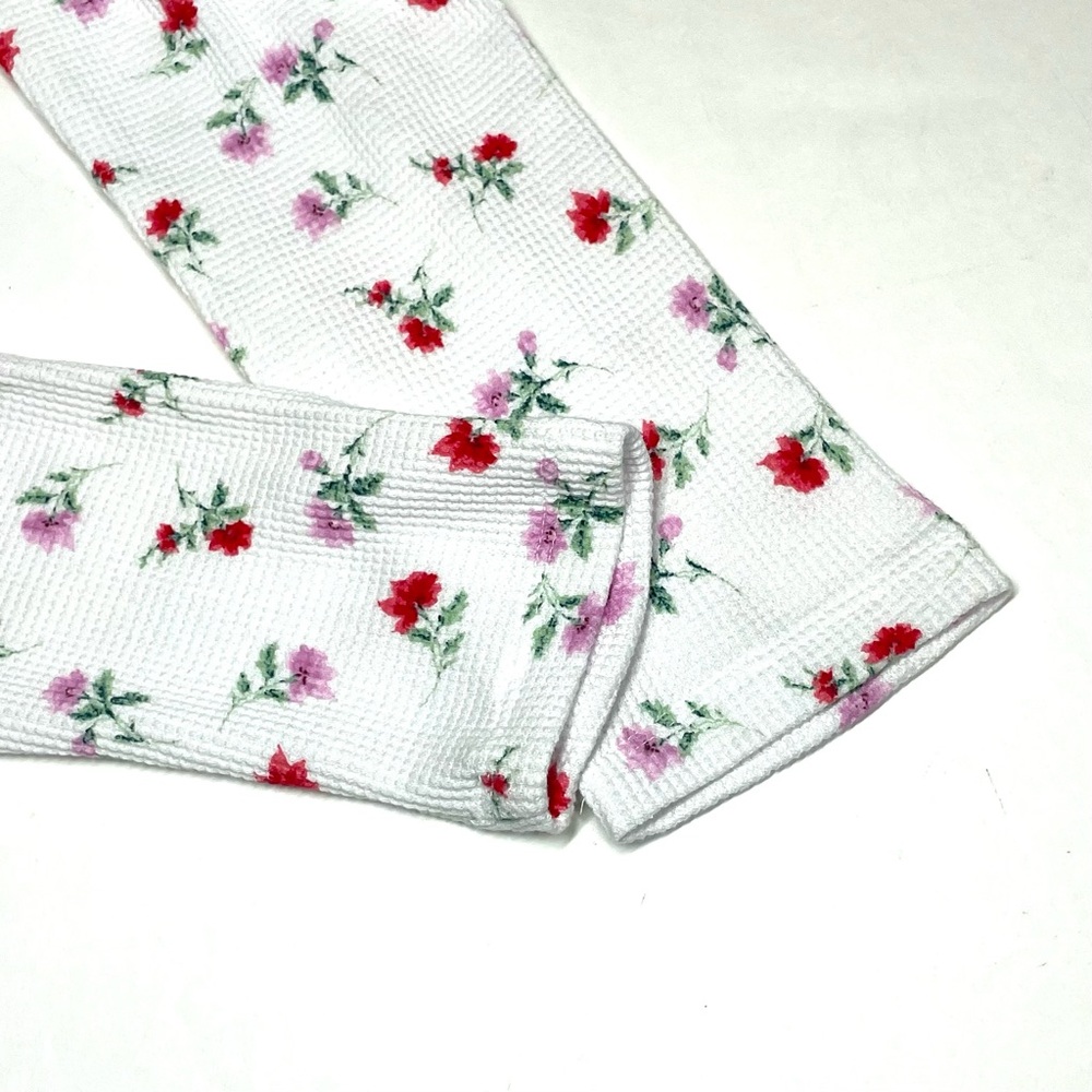 Victoria’s Secret PINK White Floral Shrunken Long Sleeve Notch Neck Thermal LRG - Picture 5 of 8